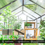 Serre de jardin en aluminium polycarbonate, serre avec fenêtres supérieures réglables 303x183x195cm transparent