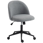 Chaise de Bureau Pivotante en Fourrure Teddy, Hauteur Réglable, Roulettes, Mousse Haute Résilience, Gris