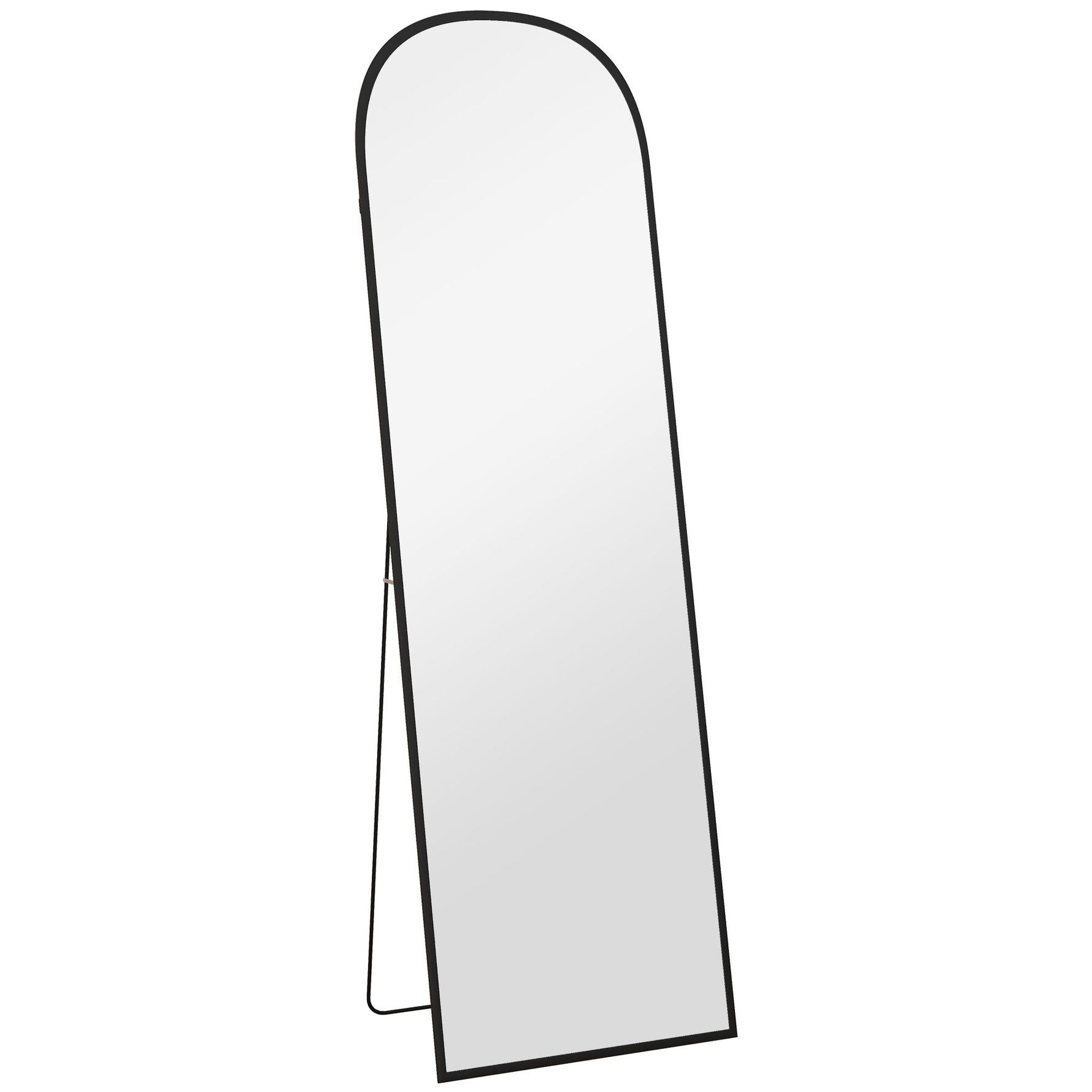 Miroir sur pied rectangulaire arrondi cadre en aluminium avec support pour entrée chambre dressing 50 x 161,5 cm noir