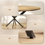 Table à manger ronde pour 4 personnes 120 cm style industriel avec plateau aspect bois, piètement croisé en acier, marron