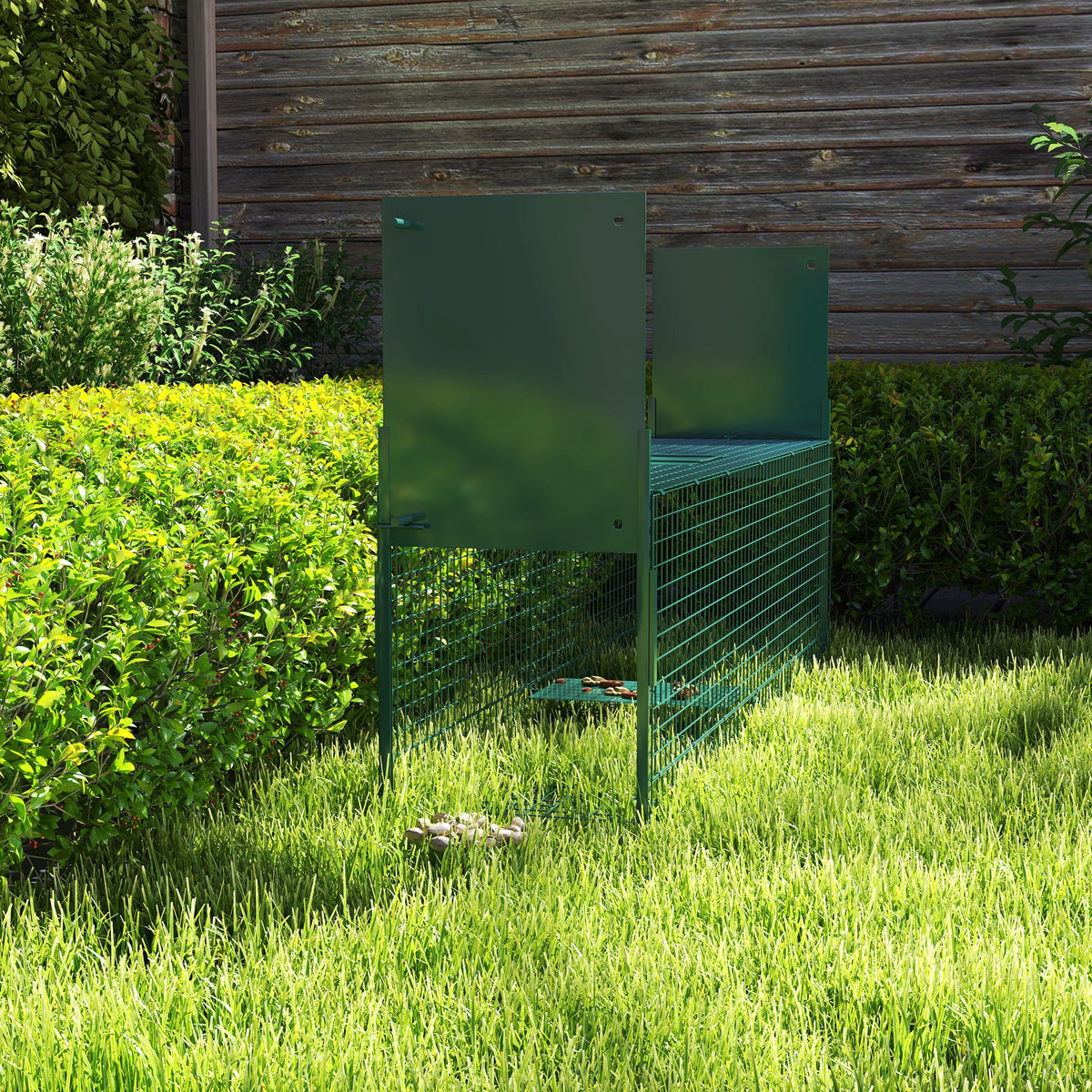 Piège Vivant Cage Attrape 100 x 25 x 28 cm Piège Fouine pour Martres, Rats, Souris - 2 entrées + poignée - métal vert