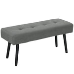Banc banquette bout de lit rembourré en velours côtelé et pieds en acier noir charge 220 Kg 100 x 36 x 45 cm gris