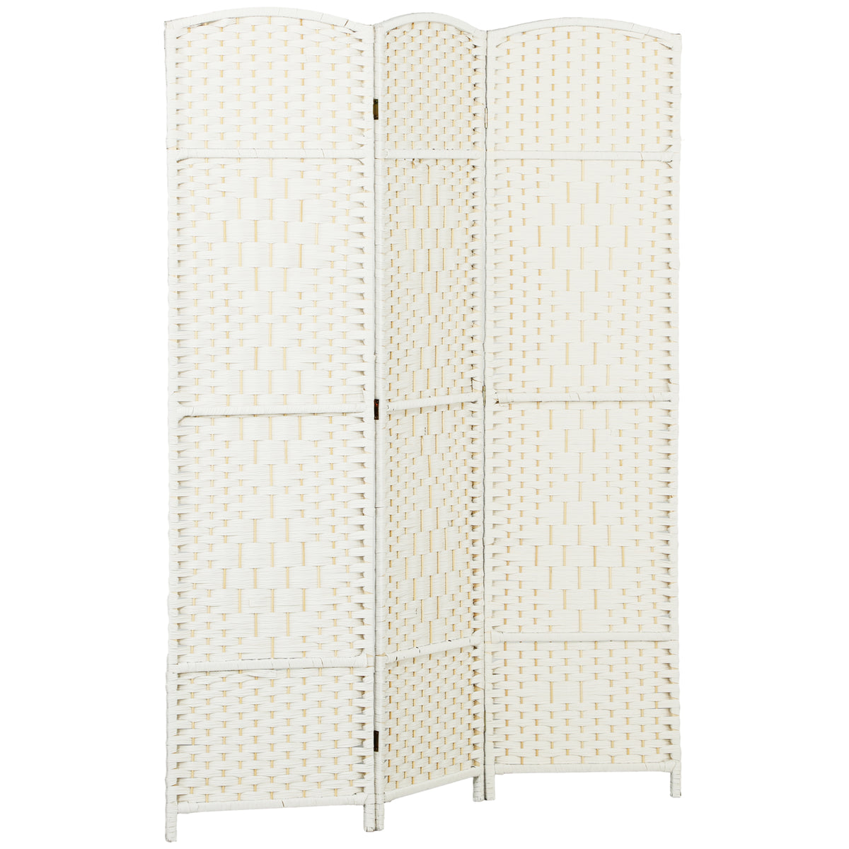 Paravent intérieur en bois 3 panneaux séparateur de pièce pliable pour salon chambre 135 x 180 cm blanc