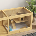 Cage Hamster Habitat pour Rongeurs Souris Plusieurs Niveaux Plateformes Échelle Balançoires 100 x 50 x 50 cm Naturel