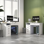 Bureau moderne avec 5 tiroirs, grand plateau, 1 compartiment ouvert, tiroir verrouillable, 110 x 50 x 76cm, blanc