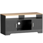Meuble TV banc TV en bois avec 2 niches 2 armoires à porte une armoire ouverte 105 x 40 x 52 cm effet bois noir