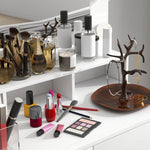 Coiffeuse avec miroir Hollywood, tiroirs, 3 modes d'éclairage, 10 ampoules, 80 x 40 x 135 cm, blanc