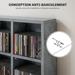 Multimedia-Aufbewahrungsmöbel für 456 CDs / 336 DVDs – Holzregal mit verstellbaren Einlegeböden, 89 x 130,5 cm, grau