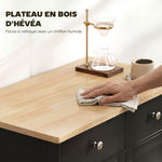 Meuble de rangement buffet salon avec placards, 2 tiroirs et étagères réglables, 68x40,3x85cm, noir et bois naturel