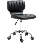 Rolkruk - draaibare werkstoel 360° - ergonomische kruk - verstelbare zithoogte 47-62 cm - zwarte gewatteerde kunstlederen bekleding, verchroomd metaal