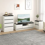 Meuble TV pour Télévision jusqu'à 60" avec 2 Armoires, 1 Étagère Ouverte, 1 Tiroir, Moderne, 140x35x40cm, Noir et Blanc