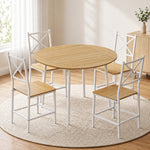 Set da pranzo con tavolo e 4 sedie per 4 persone, tavolo da cucina pieghevole da 105 cm, sedie impilabili, rovere