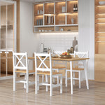 Lot de 4 chaises de salle à manger en bois massif chaise de cuisine esprit campagne dossier croisé blanc et chêne