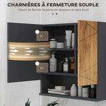 Armoire murale miroir de salle de bain placard de rangement 2 portes 55 x 17 x 55 cm naturel gris foncé