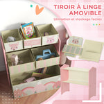 Meuble de rangement enfant avec 6 boîtes amovibles en tissu non tissé Organisateur de jouets, étagère 63L x 30l x 66H cm