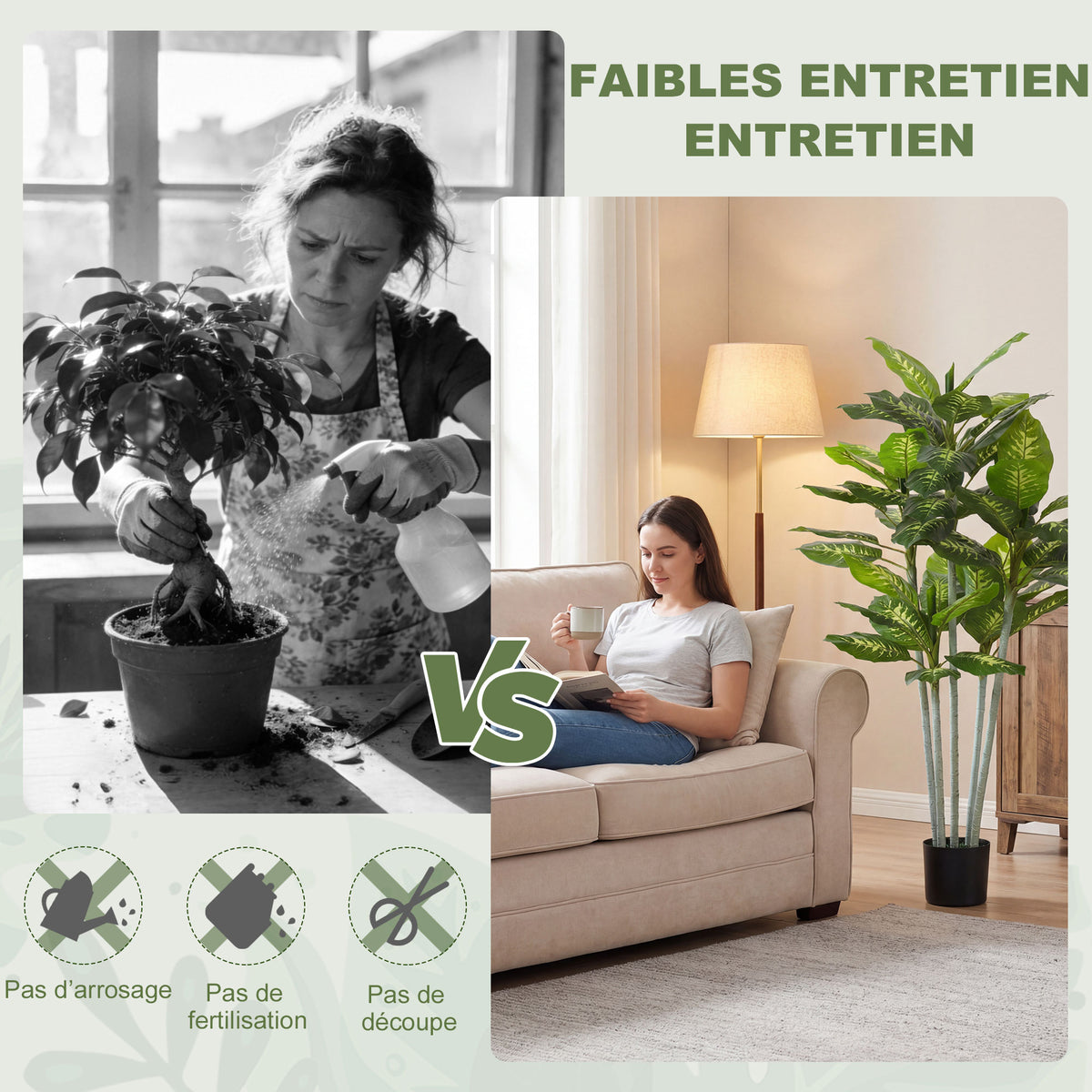 Plante artificielle calathea hauteur 150 cm pot ciment 53 feuilles - intérieur-5