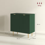Buffet cuisine meuble de rangement avec 2 portes étagère réglable pieds métalliques surélevés 80 x 40 x 80 cm vert olive