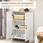 Buffet meuble cuisine rangement avec placard à portes et étagères réglables, 60 x 30 x 90 cm, blanc
