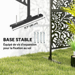 Panneau Brise Vue décoratif Extérieur Claustra Décoratif Jardin 3 Panneaux à motif floral Acier 122 x 45 x 198 cm Noir