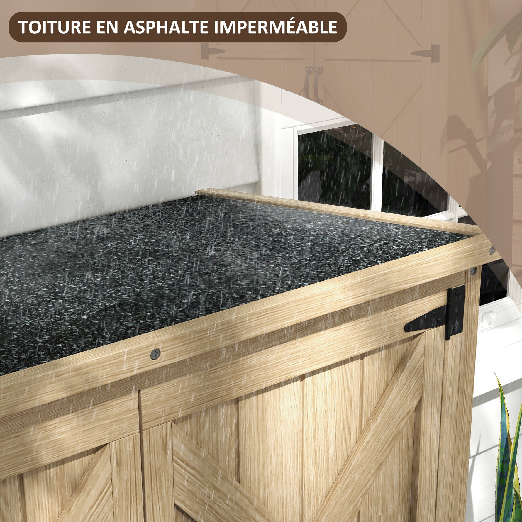 Armoire de jardin abri remise pour outils 90L x 54.5P x 161/168,5H cm 2 étagères toit bitumé étanche bois pin autoclave