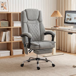 Fauteuil Bureau Massant Vibrant et Chauffant, Chaise Bureau Ergonomique en Velours Imprimé, Dossier Inclinable, Gris