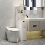 Meuble de salle de bain meuble de rangement avec tiroir sur roulettes, avec étagères ouvertes, 20 x 45 x 115 cm, blanc