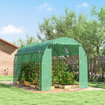 Serra a tunnel da giardino 6 m² 3 x 2 m con 1 porta + 2 pareti laterali avvolgibili con cerniera, 6 finestre, verde