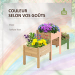 Jardinière sur Pieds carré Potager 2 étages dim. 184L x 45l x 80H cm Inserts d'irrigation Bois Sapin pré-huilé