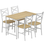 Ensemble Table Salle à Manger avec 4 Chaises, Table de Cuisine avec Chaises pour 4 Personnes, Bois Naturel et Blanc