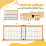 Barriera di sicurezza per cani estensibile lunghezza regolabile 104-180 x 36 x 69 cm pino legno naturale