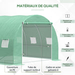 Serre de jardin 9 m² serre tunnel de jardin 3 x 3 x 2 m avec porte enroulable et 6 fenêtres en maille en acier PE vert