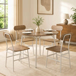 Ensemble table salle à manger avec 4 chaises, table de cuisine avec chaises pour 4 personnes, cadre en métal, naturel