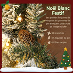 Couronne de Noël lumineuse 60 cm avec 35 LED blanc chaud, minuterie, 98 pointes, pommes de pin, vert et blanc