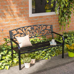Banc de Jardin terrasse en Acier Fonte Noir 2 Places 127 x 60 x 87 cm Charge Max 240 Kg