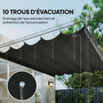 Toile de toit pour pergola tonnelle rétractable de 3 x 3 m - toile uniquement 250 x 255 cm gris foncé