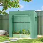 Serra da giardino a parete con 1 porta avvolgibile, telo in PE rinforzato, 2 finestre, dim. 196L x 77l x 197/178A cm