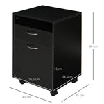Caisson de bureau rangement bureau sur roulettes tiroir placard niche panneaux particules noir