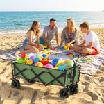 Chariot de Jardin Pliable 130L avec Roues, Remorque Robuste avec Freins, Poignée Réglable, vert