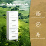 Meuble de Salle de Bain 5 Tiroirs, Meuble de Rangement, 30 x 30 x 95 cm, Commode Salle de Bain, 30 x 30 x 95 cm, Blanc