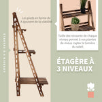 Étagère à plantes en bois forme pyramidale échelle pliante avec 3 étagères 60 x 37 x 93 cm marron