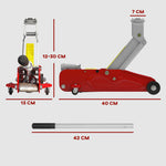 Cric hydraulique à profil bas en acier robuste, Charge maximale de 2000 kg, capacité de levage de 12 à 30 cm, rouge