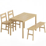 Ensemble de salle à manger en bambou, table à manger avec 2 chaises et banc pour 4 personnes, bois naturel
