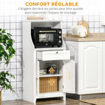 Meuble armoire micro-ondes pour cuisine avec 1 tiroir, 2 Portes 60 x 40 x 122,5 cm - MDF - Blanc