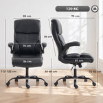 Sedia da ufficio ergonomica con braccioli sollevabili, poltrona da ufficio in PU, altezza regolabile, funzione basculante, nero