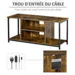 Meuble TV, meuble télé avec compartiments ouverts, étagère réglable, 110x40x50cm, brun rustique