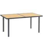 Table à manger de jardin pour 6 personnes table de jardin avec plateau effet bois en acier 150 x 90 x 72 cm bois naturel