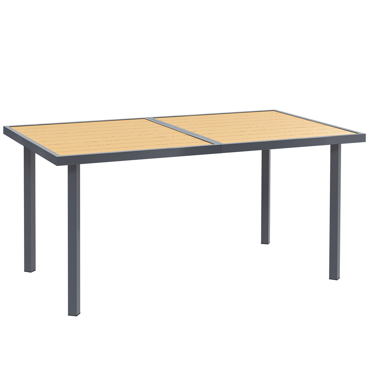 Table à manger de jardin pour 6 personnes table de jardin avec plateau effet bois en acier 150 x 90 x 72 cm bois naturel