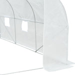 Serre Tunnel de Jardin 10,5 m² dim. 3,5L x 3l x 2H m Porte + 6 fenêtres enroulables Acier galvanisé bâche PE Haute densité Blanc