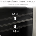Buffet de cuisine meuble de rangement 2 placards avec étagères réglables, 121 x 37 x 75 cm, noir et aspect bois gris