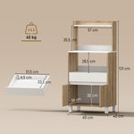 Meuble Micro-Ondes, Buffet Cuisine avec Tiroir, 2 Portes à Fermeture Douce, Plan de Travail et Étagères Ouvertes, Chêne